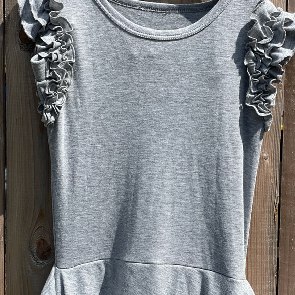 Lemon Loves Lime Gray Ruffles Dress And Bottoms Set - Picture 3 of 11